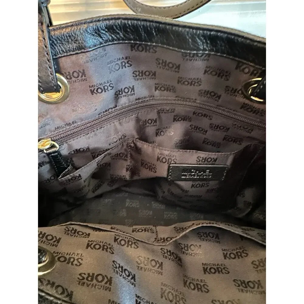 Michael Kors MK Logo Black Canvas Tote Bag Purse Handbag Designer‎